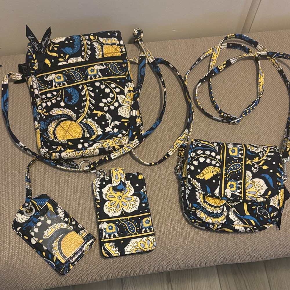 Vera Bradley Black and Yellow Crossbody Bag Set